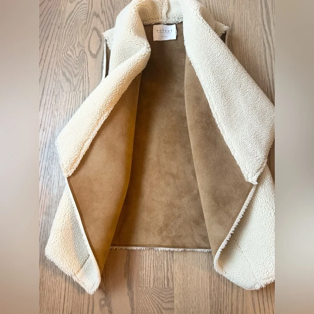 Velvet by Graham & Spencer Faux Suede Shearling Draped Lined Reversible Vest